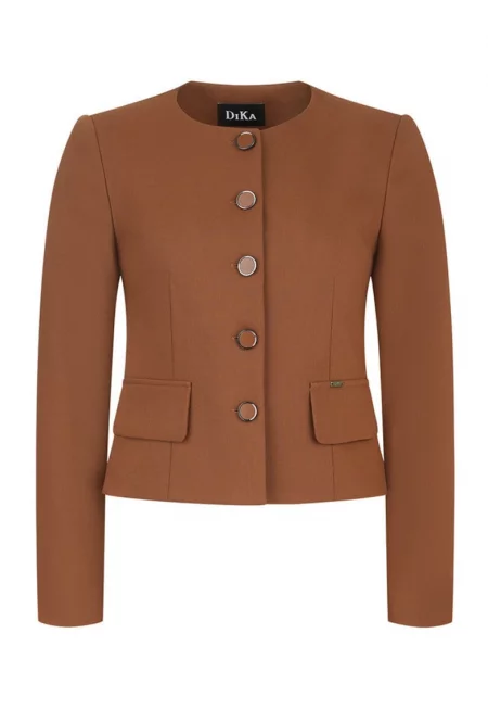 Едноцветно сако с кръгло деколте