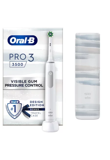Електрическа четка за зъби  Pro - 3D почистване - 3 програми - 1 зарядно - 1 накрайник - Пътен калъф - Бял/Сив