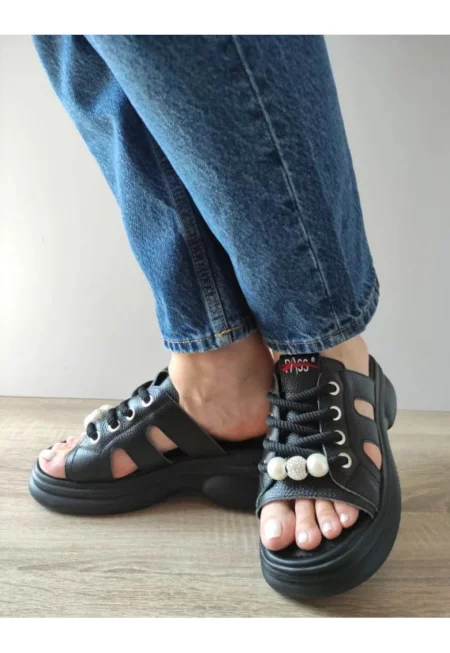 Ежедневни дамски сабо  60004B 01-N Черно - Черен