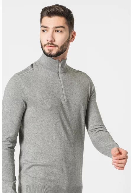 Фино плетен пуловер Berg с къс цип