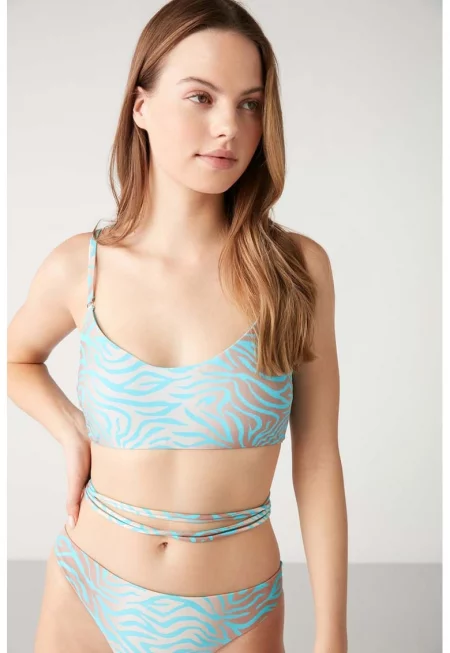 Горна част на бански с връзки - Тюркоаз