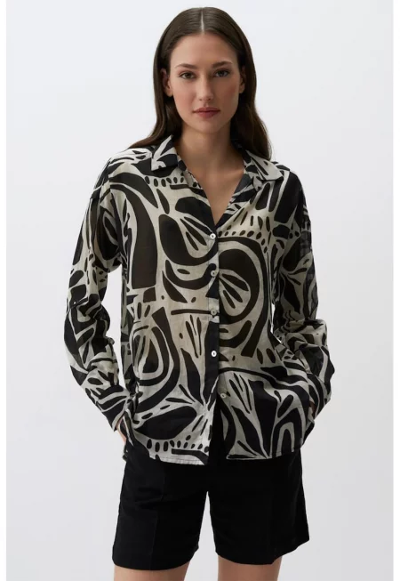 Къс панталон с висока талия - Черен