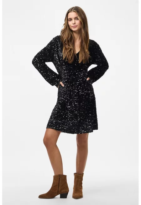 Къса рокля с шпиц - Черен