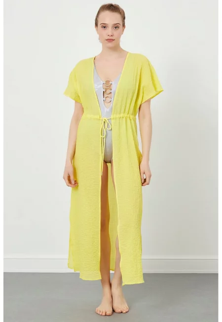 Кимоно с къси ръкави - Жълт