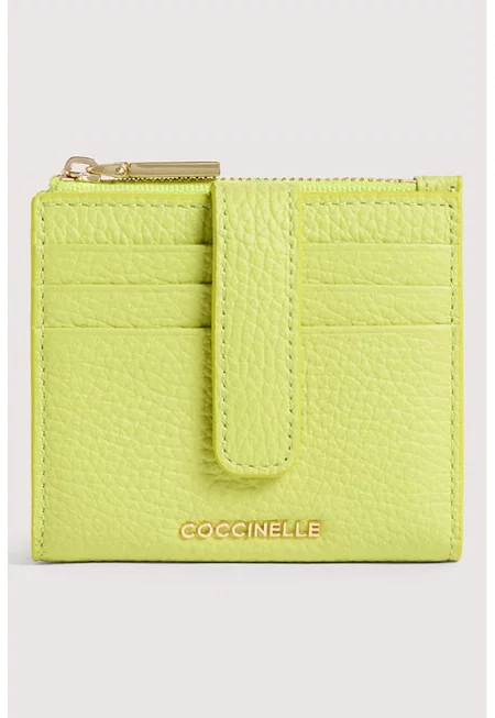 Кожен калъф за карти с лого - Лайм зелено