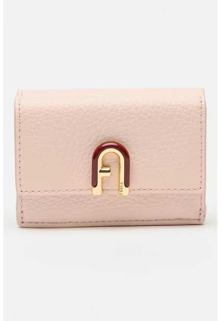 Кожен портфейл с лого - Бледо розово