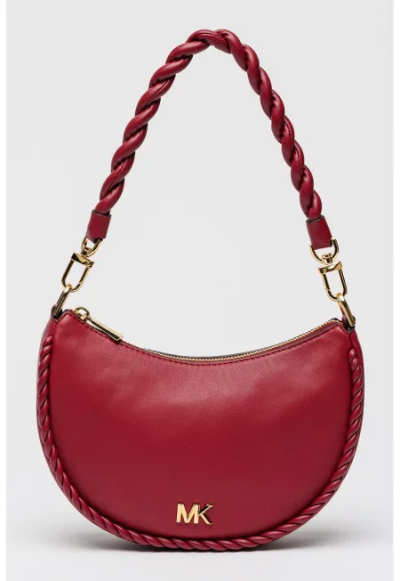 Кожена чанта през рамо Kyla със сплетен детайл