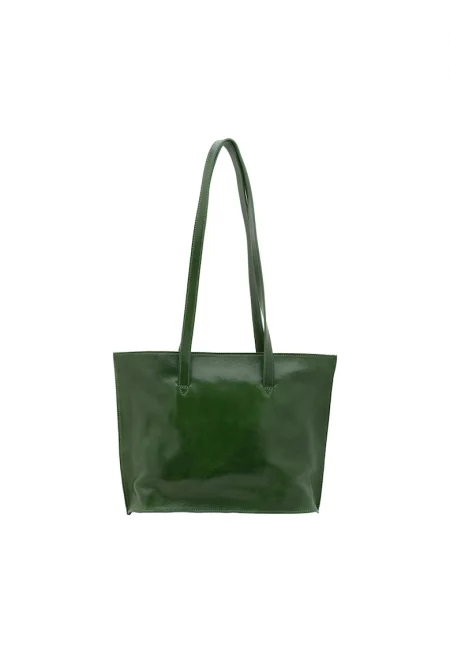 Кожена шопинг чанта - Зелен