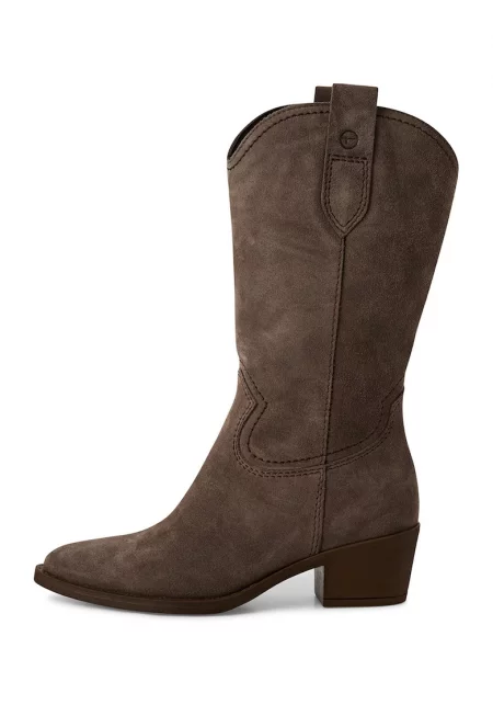 Кожени ботуши с остър ток