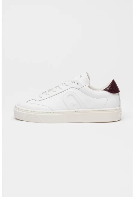 Кожени маратонки Enjoy с лого - Бял/Виолетов