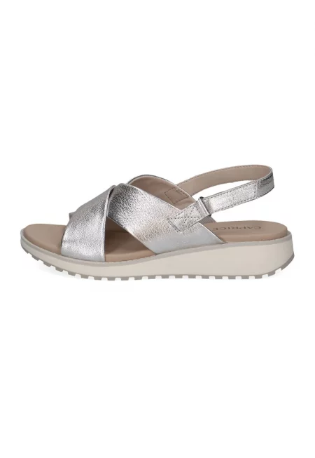 Кожени сандали с велкро - Сребрист