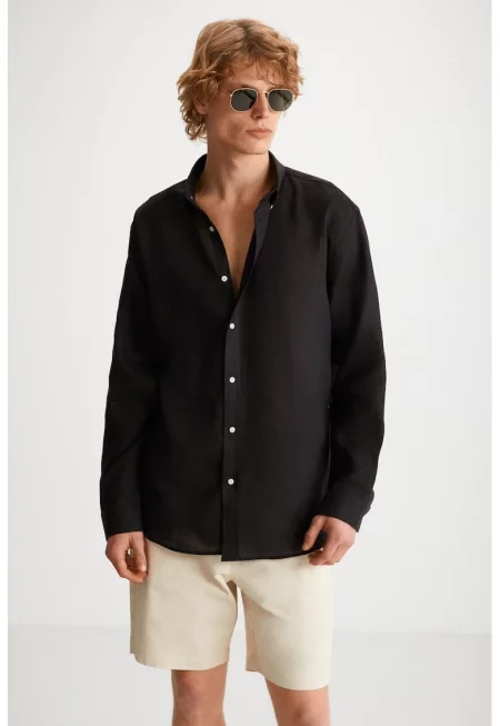 Ленена риза - Черен