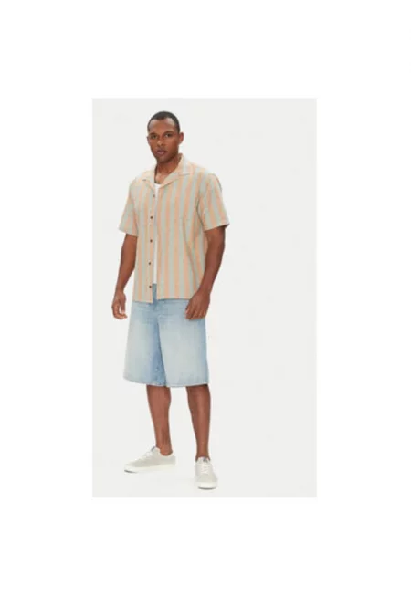 Мъжка риза  EQYWT04610 - памук - бежов/сив - Сив/Бежов