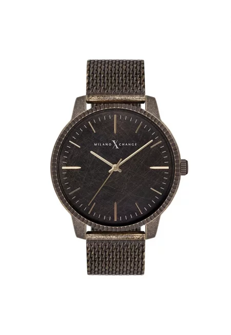 Мъжки часовник  MEX3195 - стоманена каишка - кръгъл корпус - черен - 44 мм