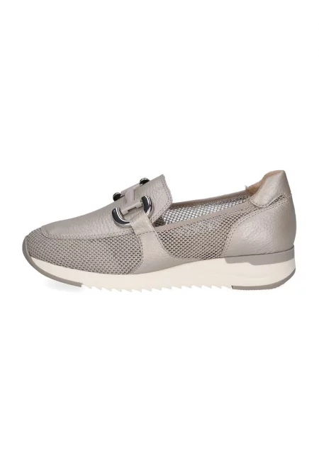 Мокасини от кожа и еко кожа с перфорации - Сиво-бежов