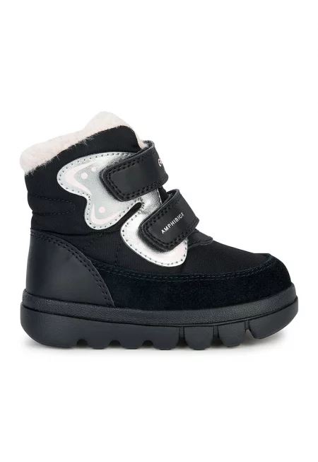 Непромокаеми боти с велур - Черен/Бледо розово