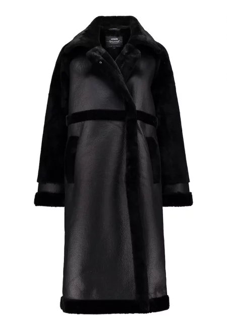 Палто с еко пух - Черен