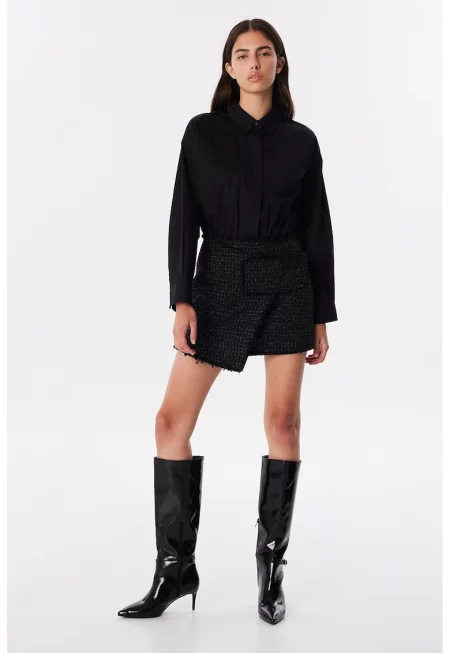 Памучна къса рокля - Черен