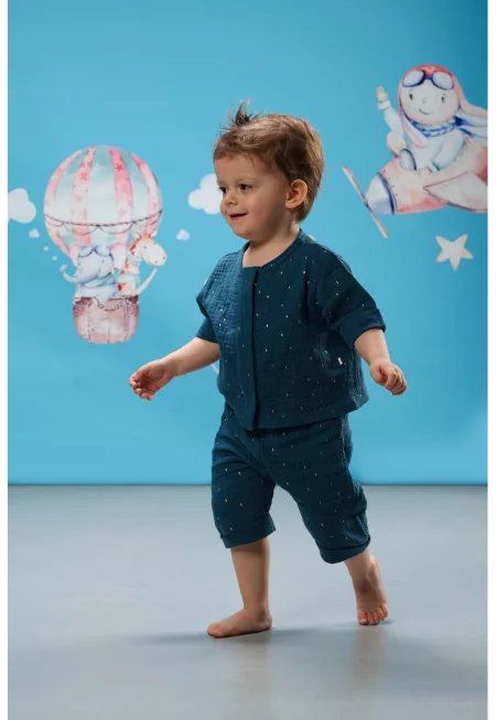 Памучна риза и панталон - Петролно синьо