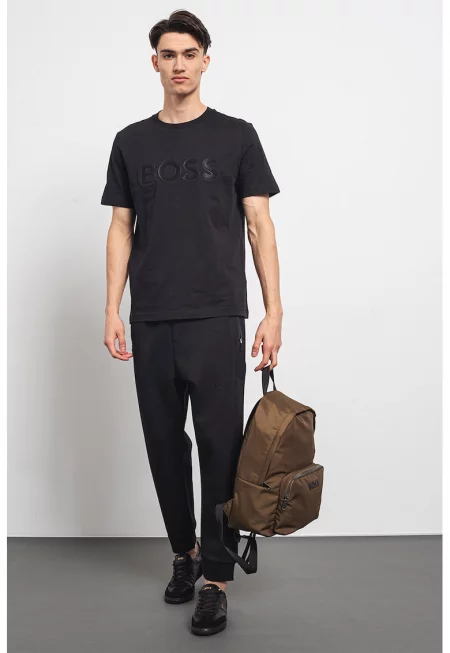 Памучна тениска с лого - Черен