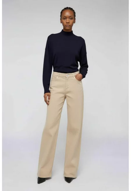 Панталон с широк крачол - Светло бежово