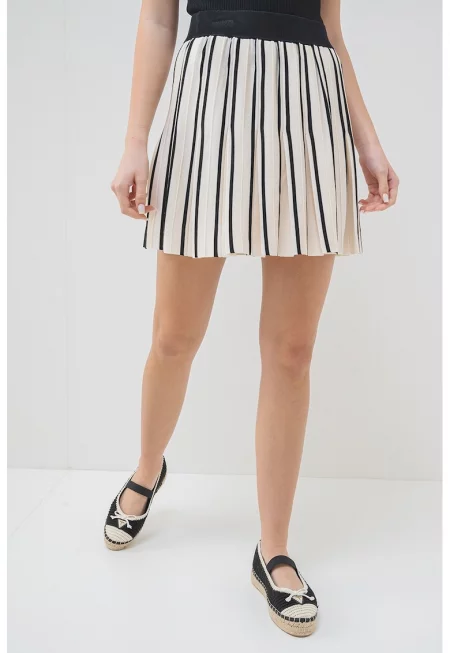 Плисирана фитнес пола - Слонова кост/Черен