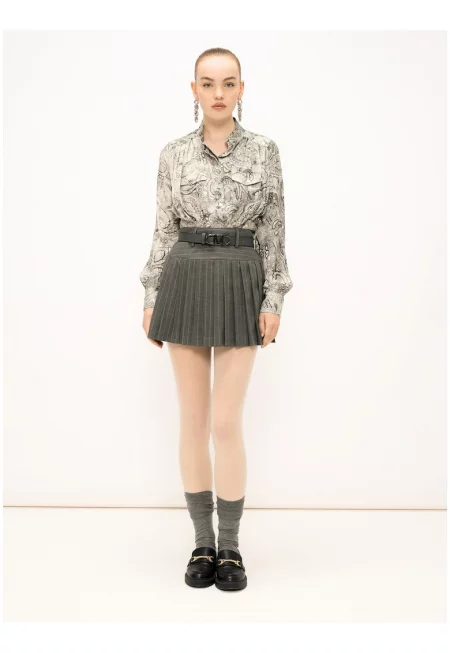 Плисирана къса пола Lunaria Elite - Сив