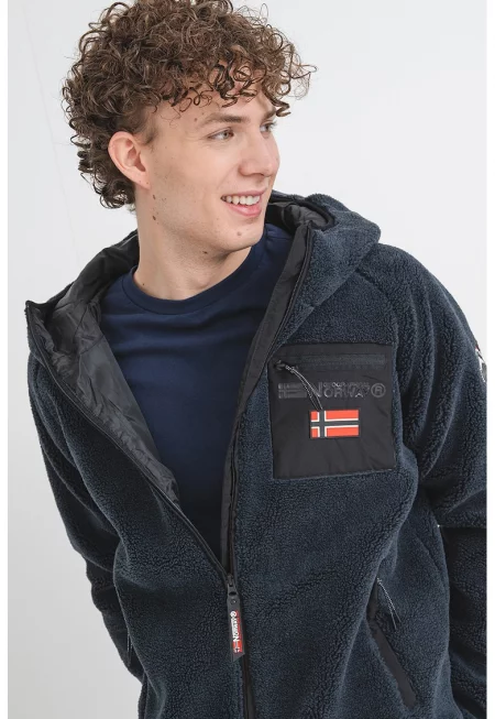 Поларено худи Udaf с джоб на гърдите - Тъмносин