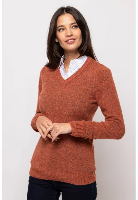 Пуловер Howie с шпиц - Керемидено червено