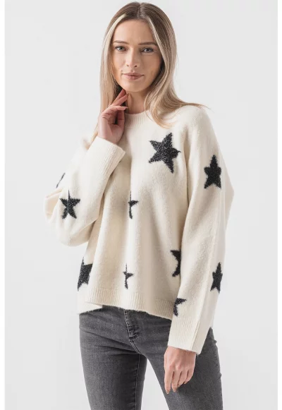 Пуловер Starlet с вълна и звезди
