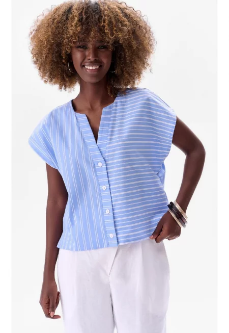 Раирана риза с къс ръкав Mija -