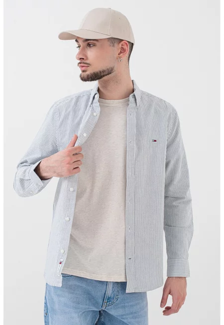 Раирана слим риза - Черен/Бледожълт