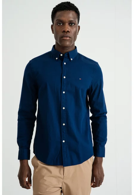 Риза с копчета на яката - Индигово синьо