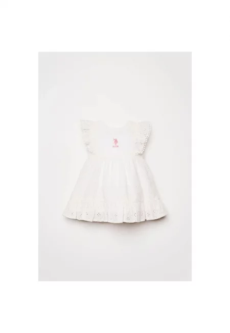 Rochie din bumbac cu dantela sangallo - Бял