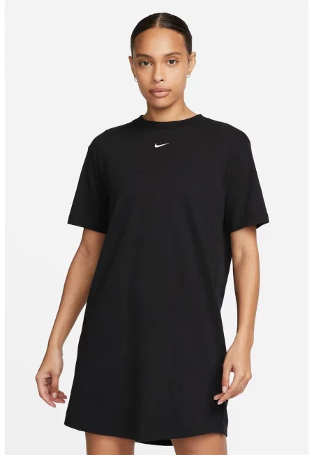 Рокля-тениска Sportswear Essentials с овално деколте - Черен