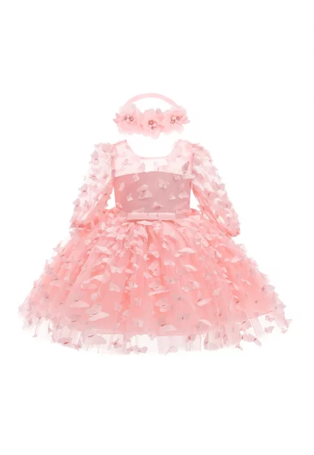 Рокля за момиче с пеперуди Розова Жулиета
