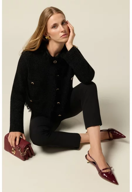 Сако от туид с копчета - Черен