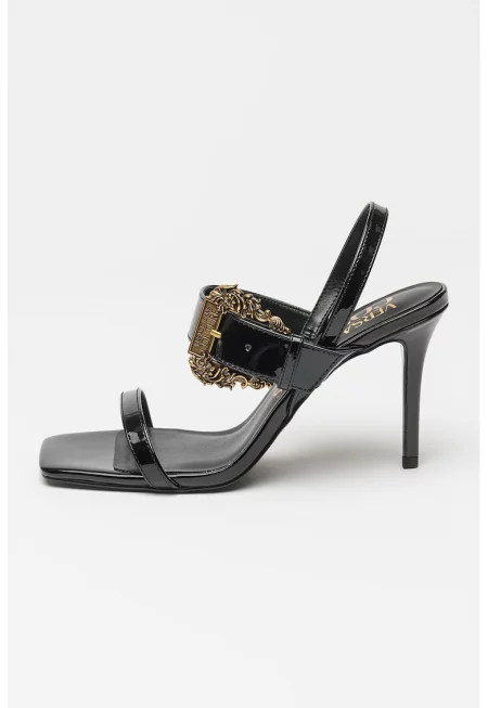 Сандали Emily от еко кожа с уголемена тока - Черен