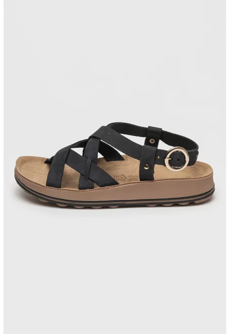 Сандали Karol от набук - Черен/Светло кафяво