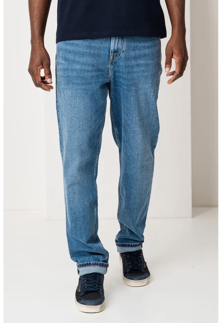 Скосени дънки с 5 джоба - Син