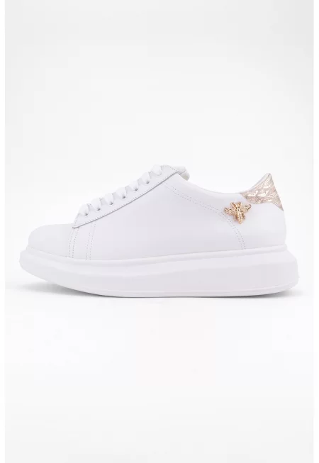 Скосени спортни обувки - Златист/Бял