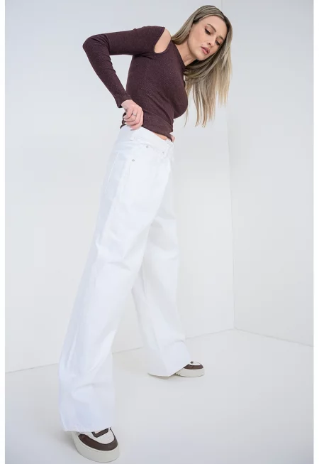 Слим блуза с овално деколте - Бордо