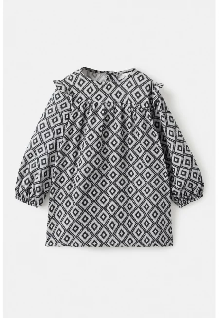 Свободна памучна рокля с десен