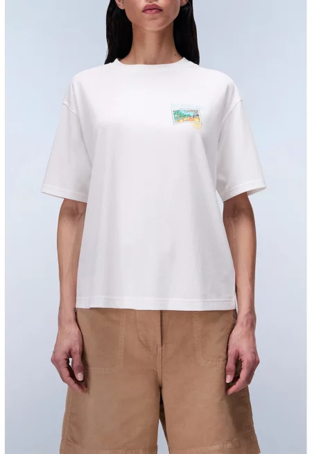 Свободна памучна тениска - Бял