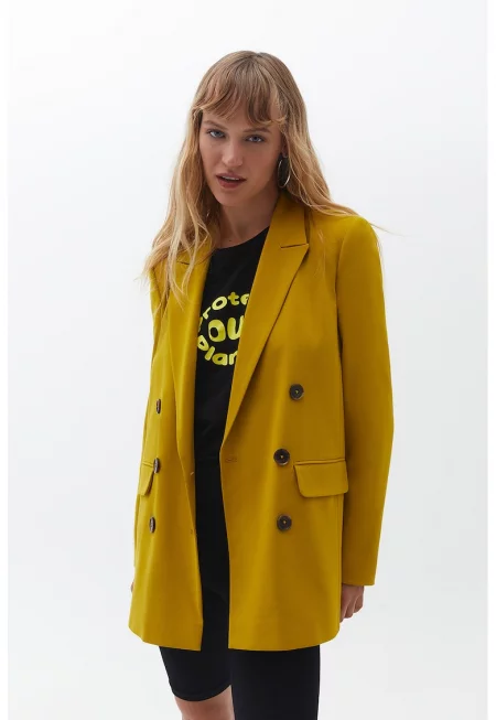 Свободно сако с копчета - Синапено жълто