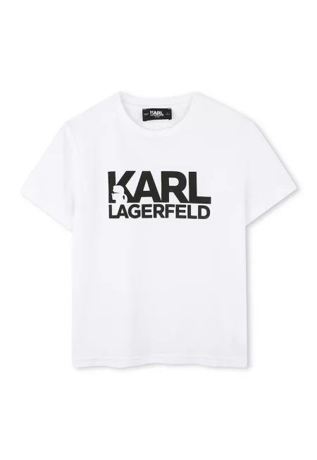 Тениска от памук с лого - Черен/Бял