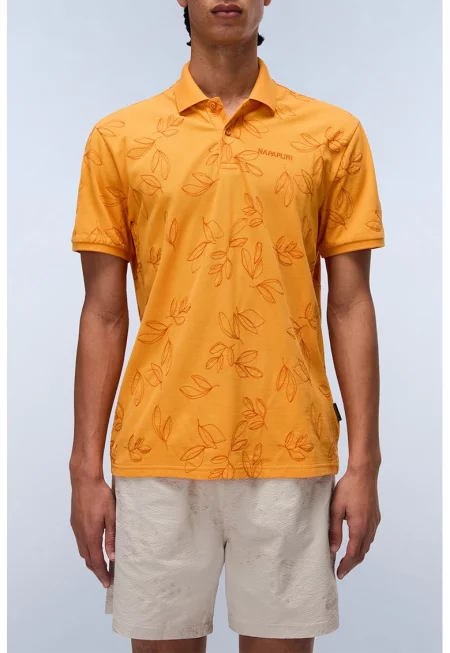 Тениска с яка и принт - Мандарина