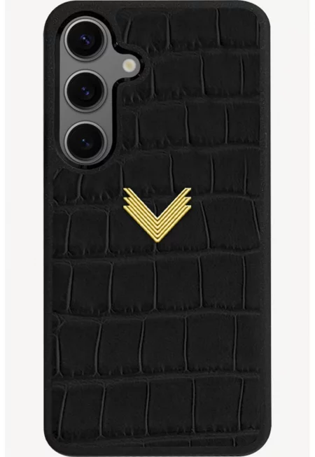 Унисекс кожен калъф за телефон Samsung S24 Plus - Черен