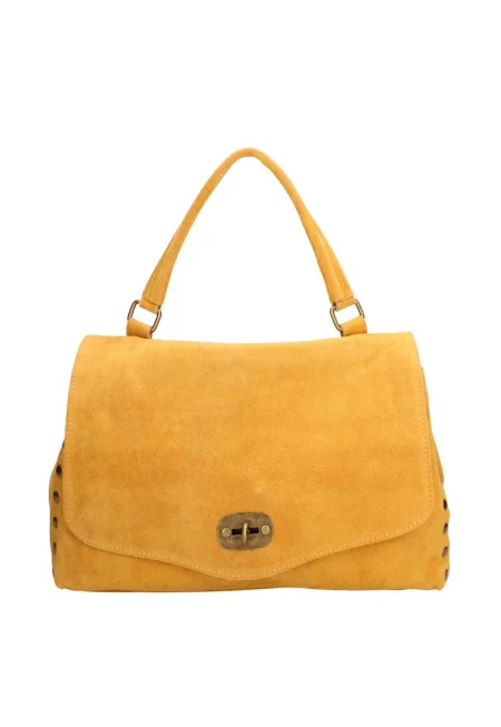 Велурена чанта за рамо Zelia Elite - Синапено жълто