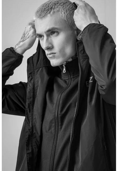 Яке с цип и лого на гърдите - Тъмносин